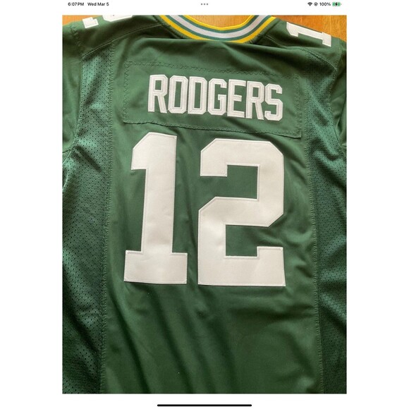 Nike Authentic NFL Aaron Rodgers #12 “C” GB Packers Jersey On Field SM $325 NEW - Picture 7 of 9